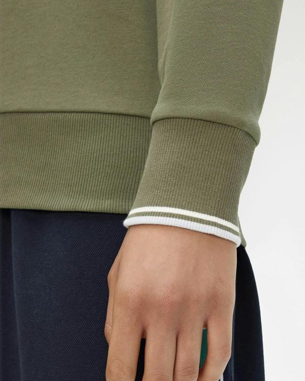 Fred Perry Mens Crew Neck Sweatshirt - Laurel Wreath Green/Ecru/Dusky Blue 87B | CHO | Designer Mens Sweatshirts