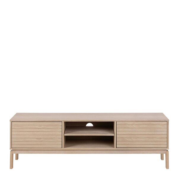 Wyld Haus Nakskov White Oak Wood Panelled 2 Door TV Unit