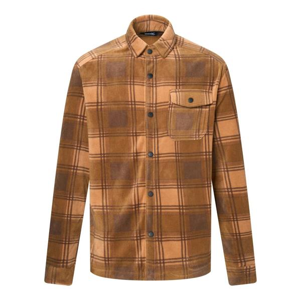 Regatta Mens Frankie Checked Fleece Shirt - Rich Tan/Coffee Grounds - 