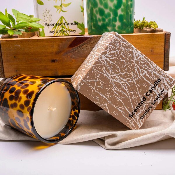 Love Frankie Leopard Print Candle - Ombre leather