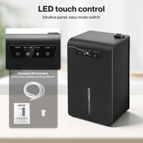 T-mech 3.2L Dehumidifier – Black with LED Light