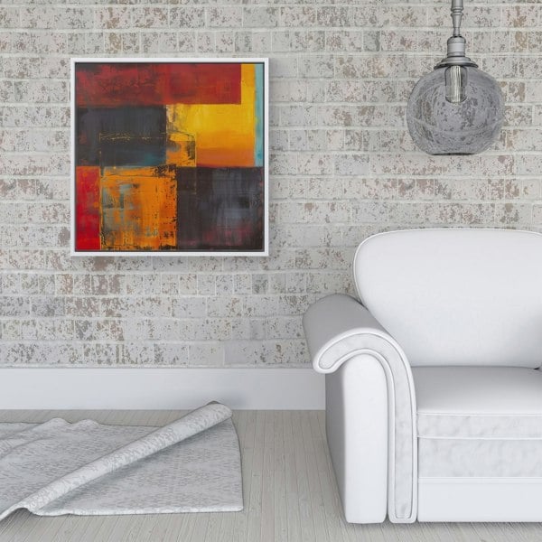 Warren Reed Golden Blocks Of Abstract Framed Canvas