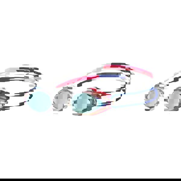 Arena Tracks Junior Mirror Goggle with white red frame blue strap