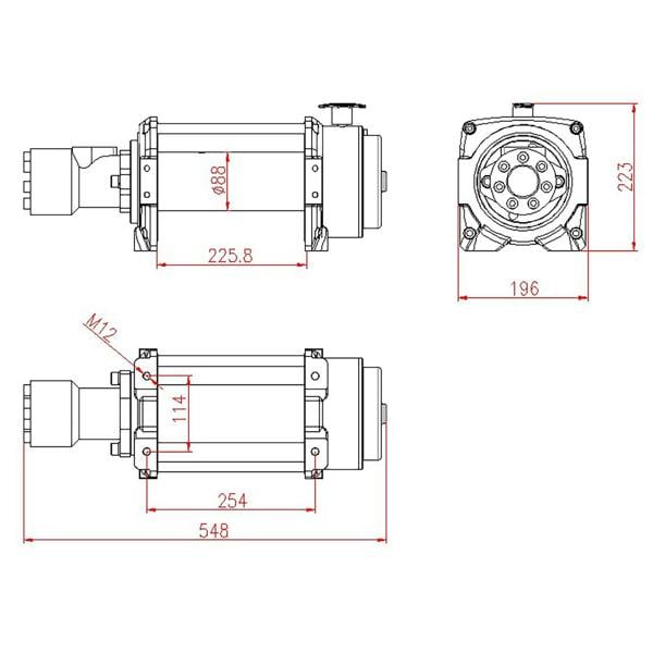 Winchmax 15,000lb (6,804kg) Hydraulic Winch 25m x 12mm Dyneema Rope Competition Hook