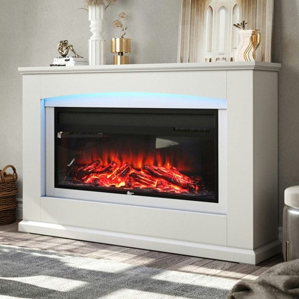 34 Inch Electric Fireplace Suite 1800W with Ambient Light 7 LED Colours Fireplace Suites Living and Home