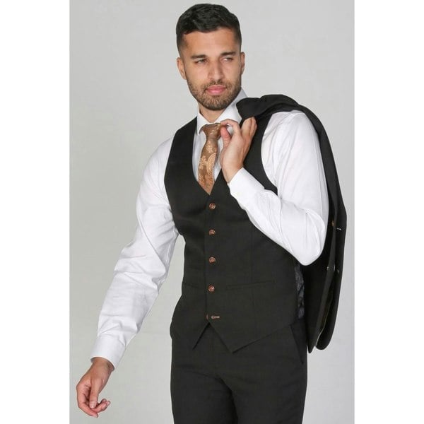 Paul Andrew Mayfair- Men's Plain Black Waistcoat