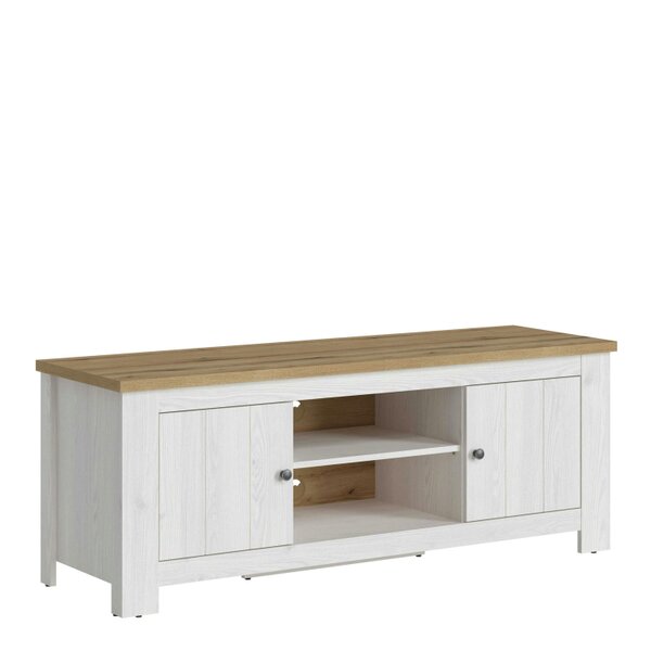 Wyld Haus Tipsyfern 154cm White and Natural Oak Wood 2 Door TV Unit