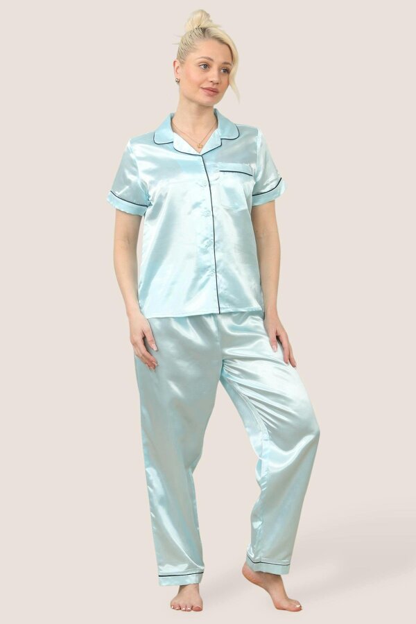 Luxe Satin Short Sleeve PJ Set – BABY BLUE