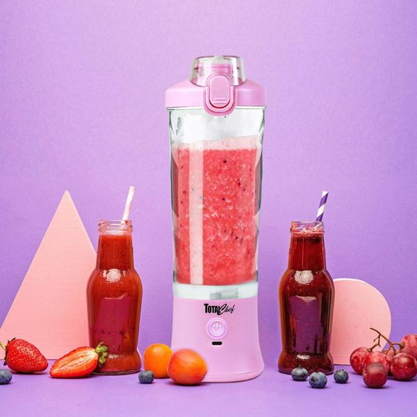 Total Chef 600ml Personal Blender Lilac USB Rechargeable Mini Smoothie Maker for Travel & Gym