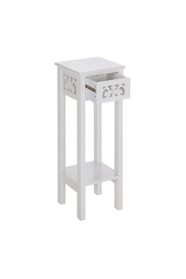Living and Home 2-tier French Style Small Slim Accent Side Table Stand Wood Unit Nightstand with Drawer Shelf