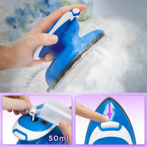 Duronic SI2 BE Mini Travel Steam Iron 375W Blue 50ml Variable Temperature for Holidays Quilting & Crafts