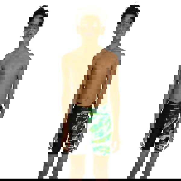 Zoggs Boys Greengame Mid Swim Jammer - Black/Green