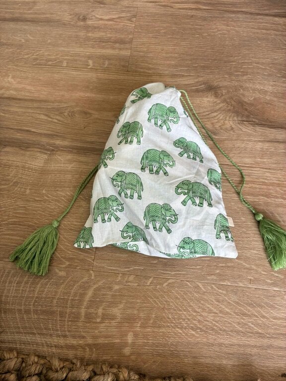 Kids Elephant print pyjamas in woodblock print cotton voile. Available in pink, blue & Green
