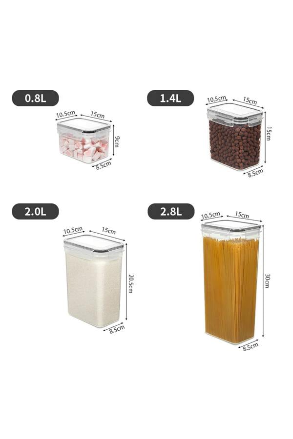 Living and Home 8/7Pcs Set Airtight Food Storage Containers Cereal Grain Organiser Box with Lids
