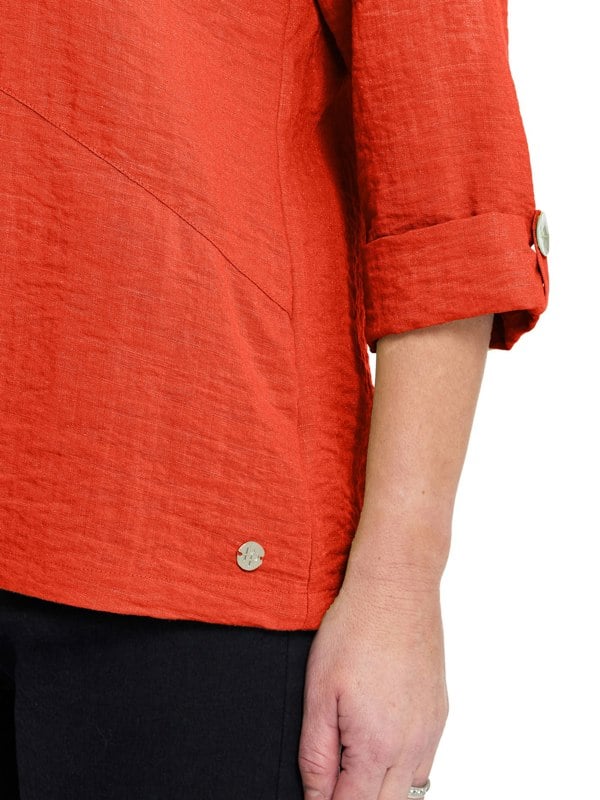 PennyPlain Asymmetric Hem Top - Coral