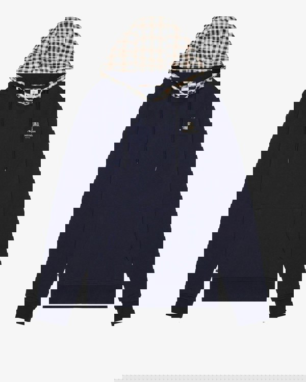 Aquascutum Mens Club Check Hoodie Fleece - Navy 11