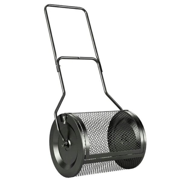Compost Spreader, 20" Peat Moss Spreader with Detachable U-Shaped Handle and Metal Mesh Basket