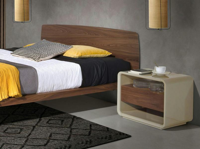 Angel Cerdá Bedside Table Walnut and Grey Wood 7134