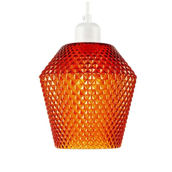 Modern and Compact Diamond Design Vivid Orange Glass Pendant Shade Image 3