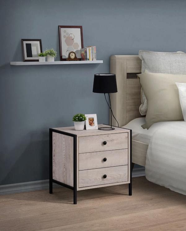 Timber Art Design Zahra Bedside Table Cabinet Bedroom Furniture Nightstand 3 Drawer