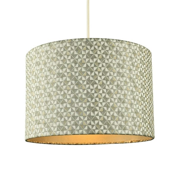 Modern Silver and Gold Cotton Lamp Shade with Squares and Diamonds Image 2