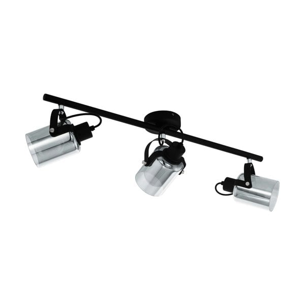 Flush Ceiling Light Black Chrome Transparent Glass Vaporized Bulb E27 3x40W Loops