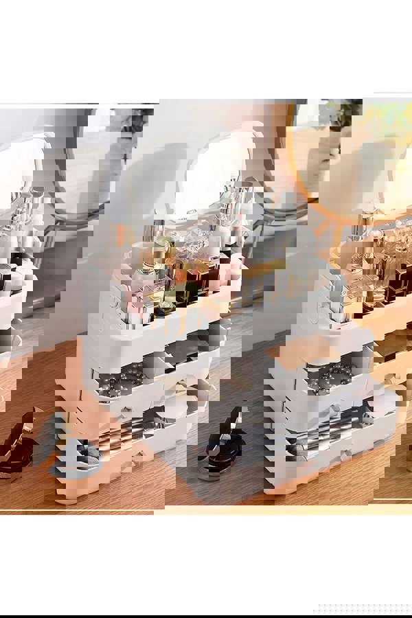 Living and Home Large Makeup Organizer with Mirror and Drawers