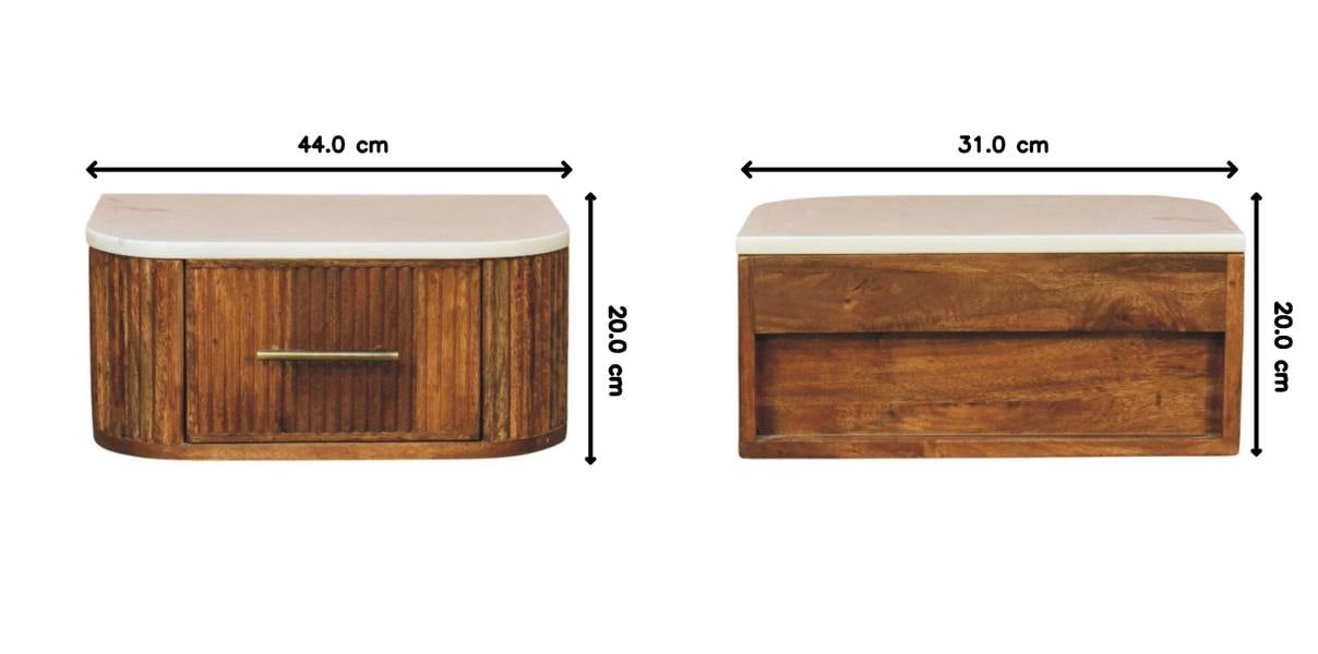 Artisan Furniture Solid Wood Beaumont Wall-Mounted Bedside, 1 Drawer , Brown