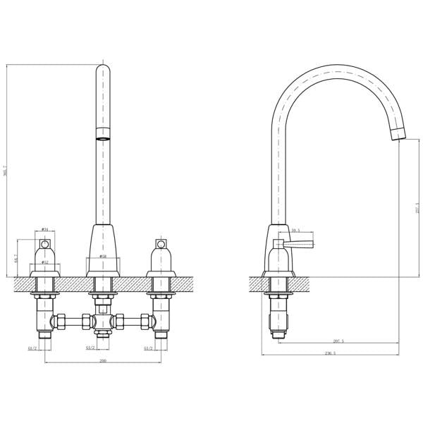 Flode Narvik | Dual Lever 3 Hole Kitchen Tap | Chrome Finish
