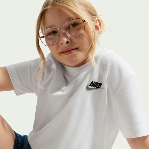 Nike Childrens/Kids Futura Classic Logo Regular T-Shirt - White/Black - 