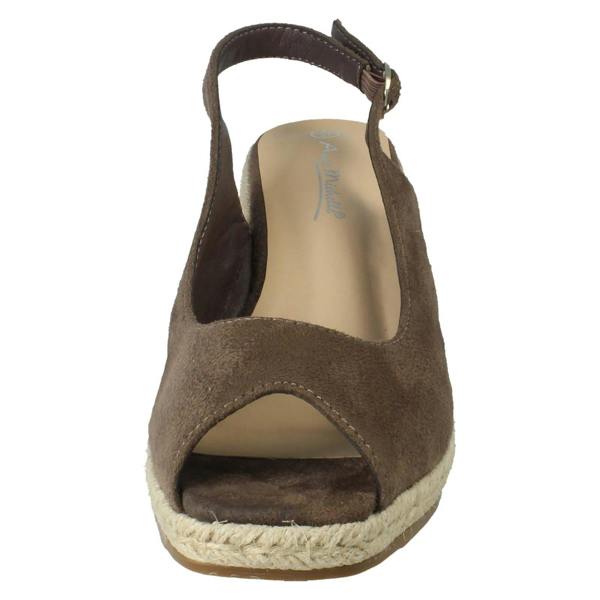 Anne Michelle Ladies Anne Michelle Microfibre Wedge Heel Squared Toe Sandals F2306