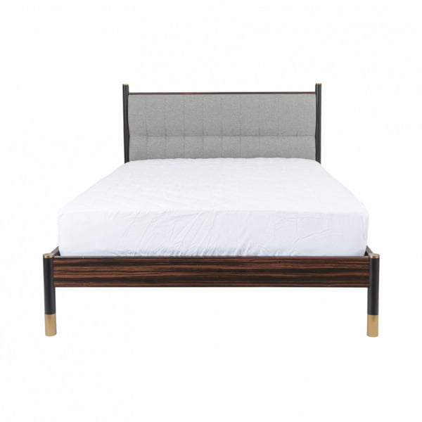 Bali Kingsize Bed frame - Ebony Veneer / Grey Fabric