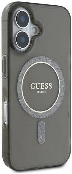 Guess IML Glitter Circle Case with MagSafe for iPhone 16 6.1" Black - GUHMP16SHFGEREK