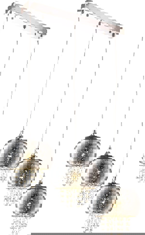 Milagro Starlight Chrome Pendant Lamp 3XE14 A Stunning Range With 22CM Glass Shades Housing Chrome Fitments And Gorgeous Crystals