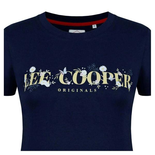 Lee Cooper Womens/Ladies Classic Floral Logo T-Shirt - Navy Blue - 