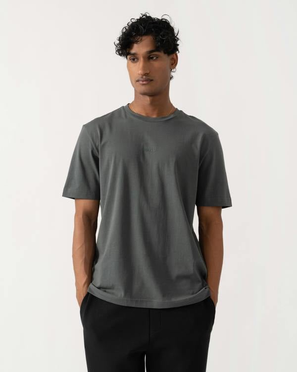 Front of BOSS Orange TChup Mens Crew Neck Small Logo T-Shirt  - Open Green 377