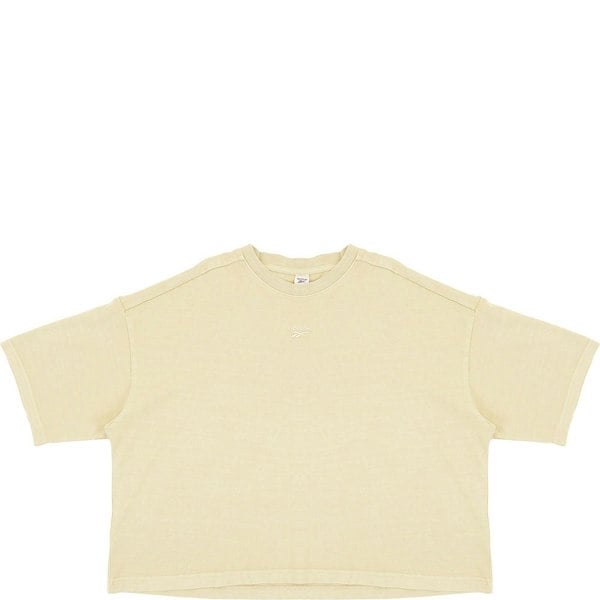 Reebok Women's Beige Central Logo Cropped T-Shirt
