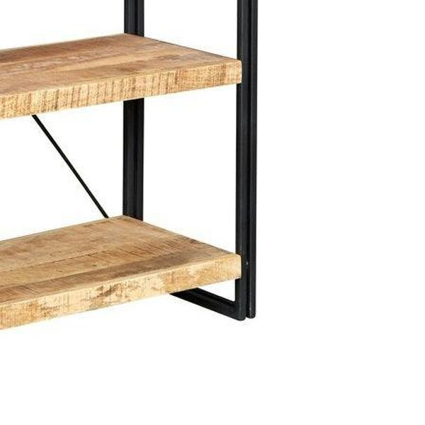 Wyld Haus Toivakka Industrial Reclaimed Wood and Metal Wide Bookcase 5 Shelves