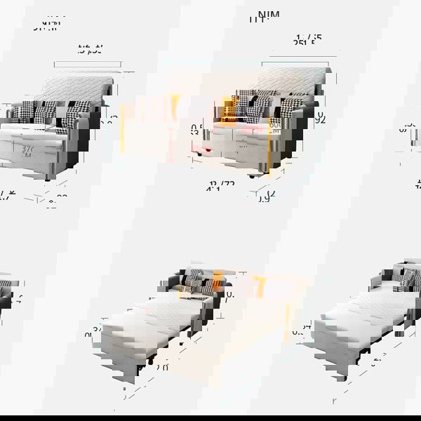 Imelde Two Seater Sofa Bed, Linen-Weilai Concept-Weilai Concept