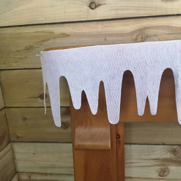 Samuel Alexander Premier White Felt 18cm x 240cm Decorative Glitter Christmas Icicle Fringe Wall Fireplace Decoration