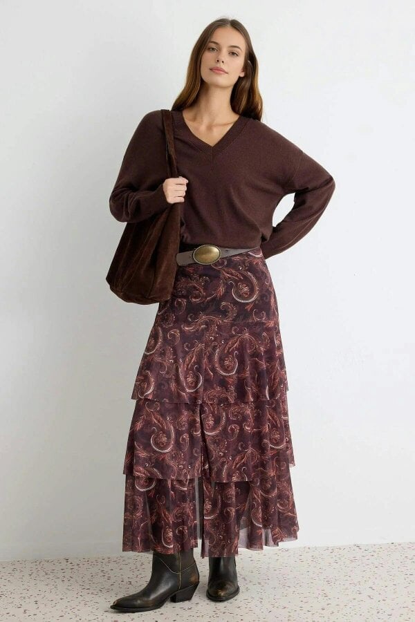 WOVCOR A-Line Maxi Tulle Skirt
