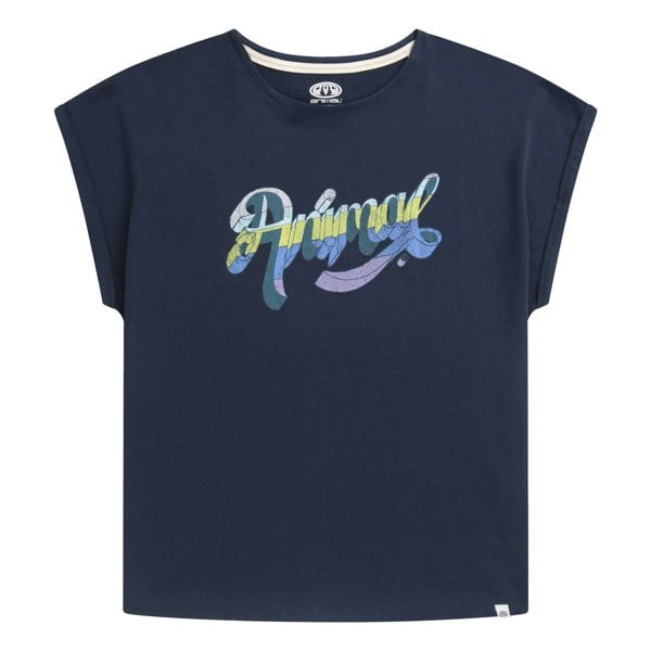 Animal Womens Holly Script Organic T-Shirt - Navy