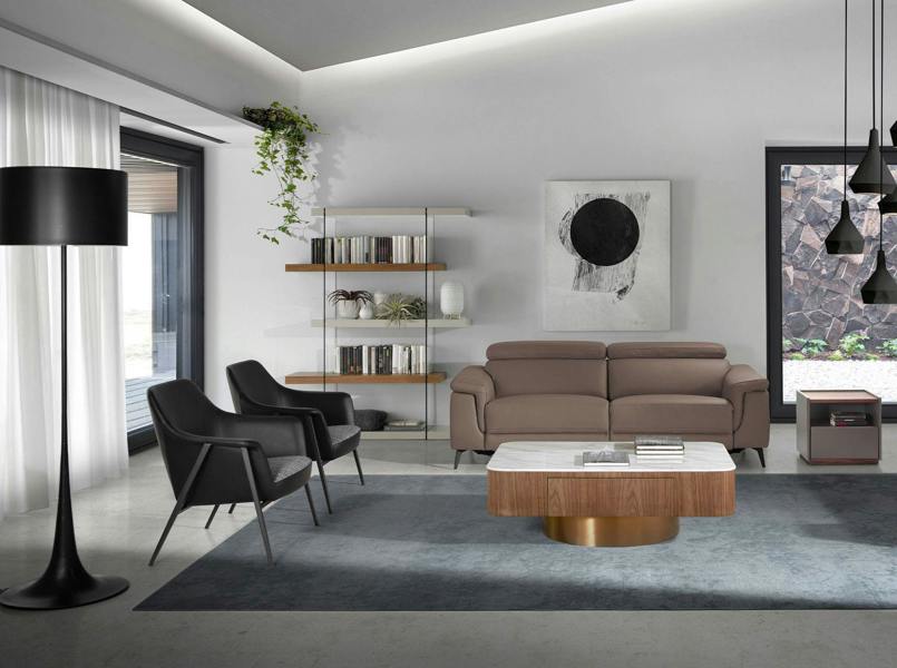 Angel Cerdá Grey Fabric and Black Leatherette Swivel Armchair 5080