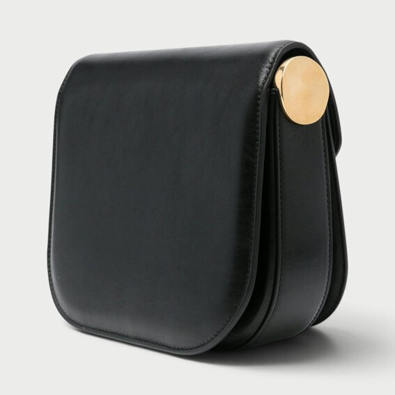 Jil Sander Medium Coin Leather Crossbody Bag Black