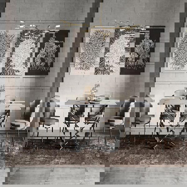 Helix Dining Table Set, Sintered Stone in a lifestyle setting with folding dining table