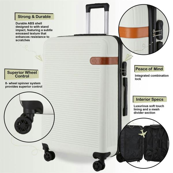 Infinity Luggage Hard Shell Classic Dual 4 Wheel Luggage Suitcase Set