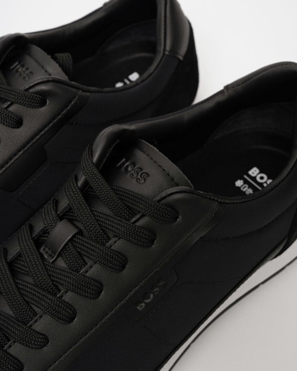 BOSS Orange Nitan Mens Low-top trainers with suede and faux leather - Black 001