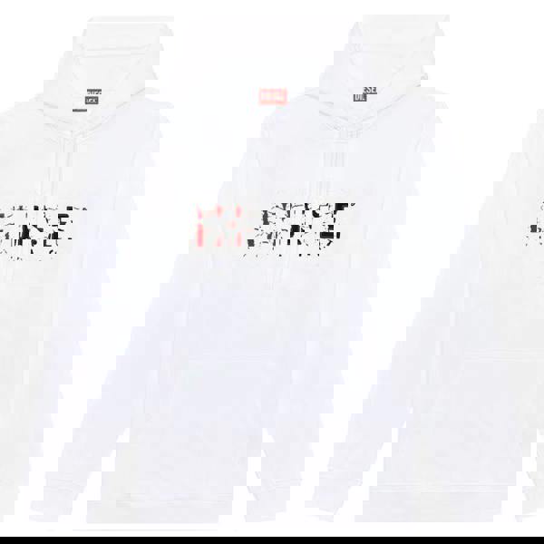 Diesel Mens Double Destroyed Logo Hoodie - White - 