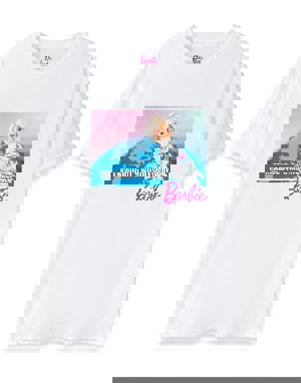 Barbie Womens White Barbie Doll In Space Short Sleeved T-Shirt