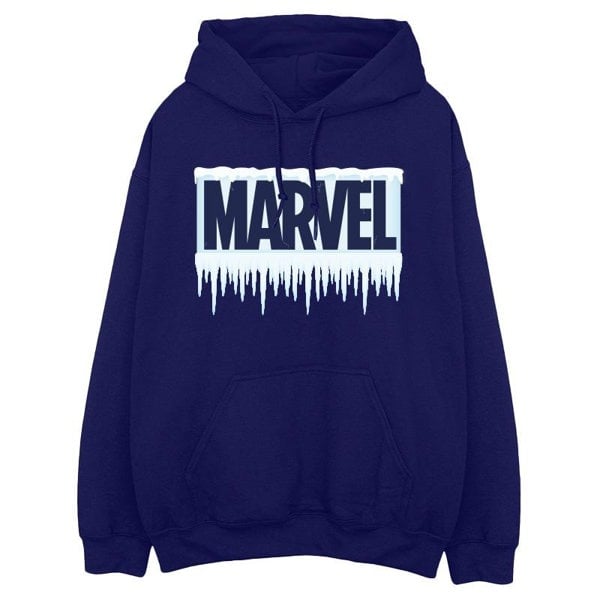 Marvel Mens Icicle Logo Hoodie - Navy Blue